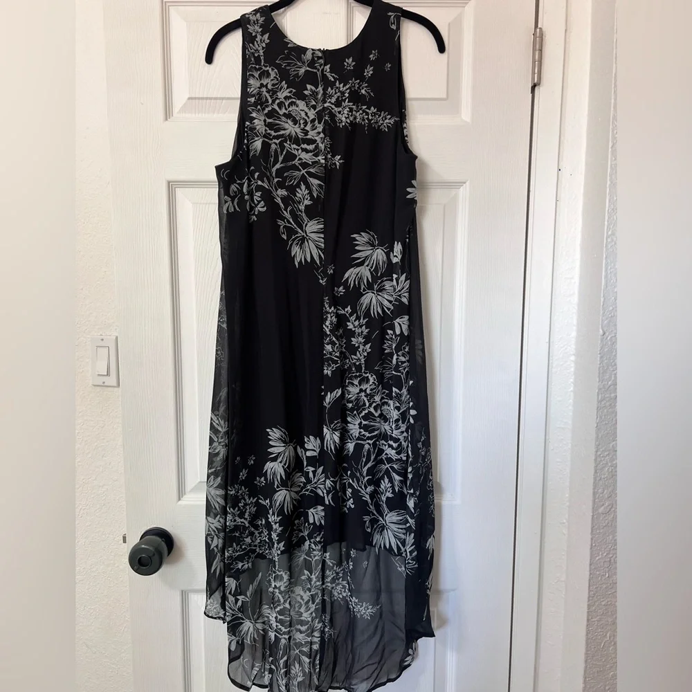 Karen Kane Hi Lo Chiffon Sleeveless V-Neck Black Dress - Picture 10 of 13